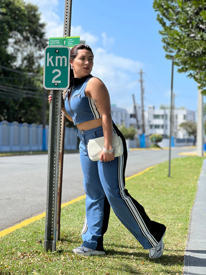 Denim and black set