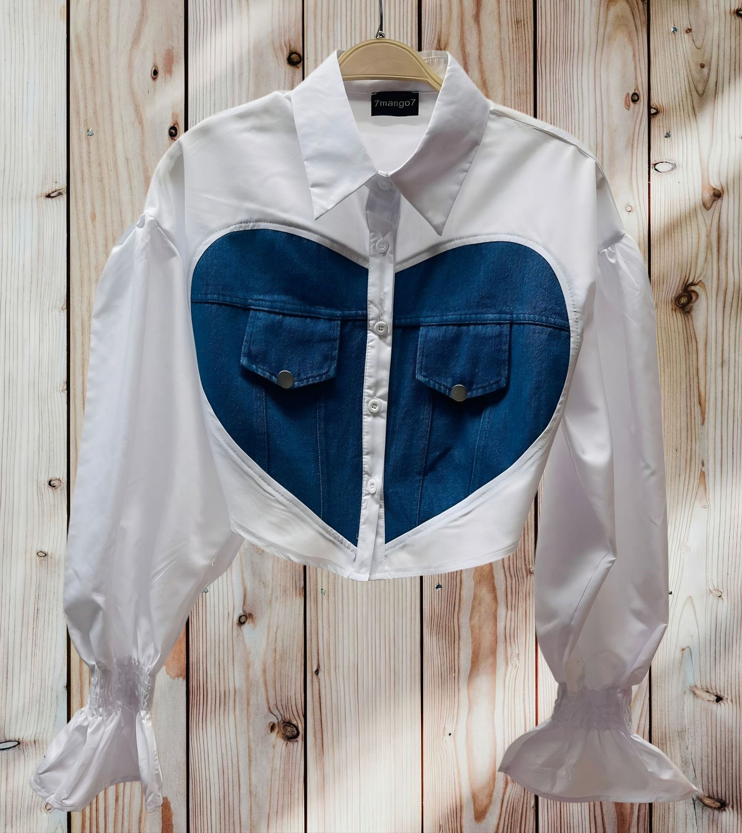 Heart Denim Camisa manga larga