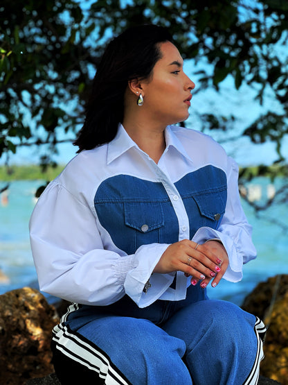 Heart Denim Camisa manga larga